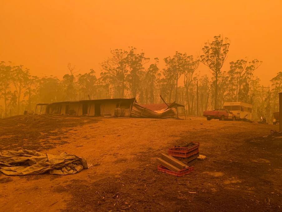 The Border fire was pushed into Kiah on the southerly change on January 4. Picture RFS.