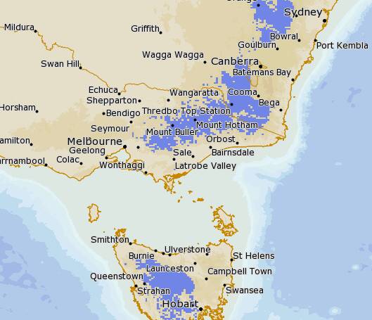 Friday evening looks likely to have the widest snowfalls, according to the bureau.