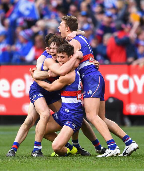 Bulldogs players celebrate. Picture: Getty Images