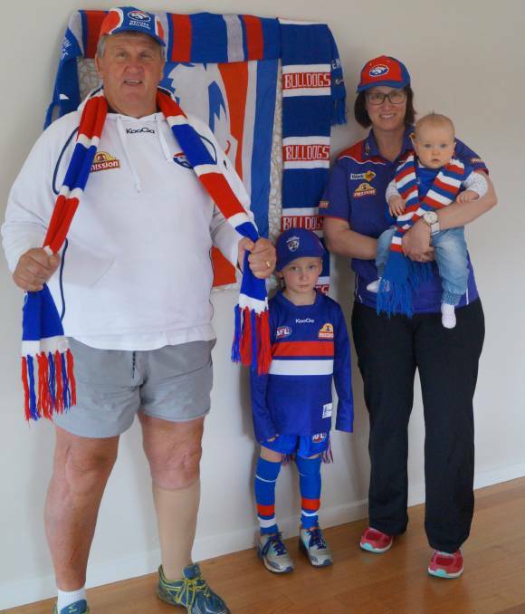 WORTH THE WAIT: Three generations of Dogs supporters Bill Waterston, Billy, Tahnee Walker and Indra are eagerly awaiting Saturday's AFL grand final. Picture: Adam Hill