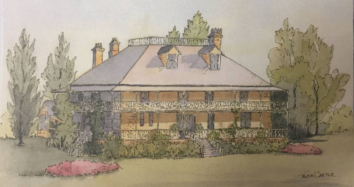 PICTURESQUE: An illustration of Terrara House by Truda Carter. Photo courtesy of Shoalhaven Historical Society.