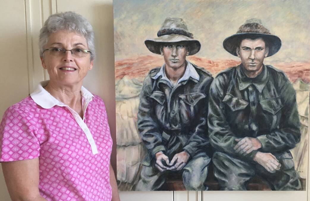 Artist Lynne Mullane's ‘Pride in Service’ depicts her grandfather (left), Charles Leslie Webster, a Light Horseman who served in World War I in the Middle East together with a comrade.