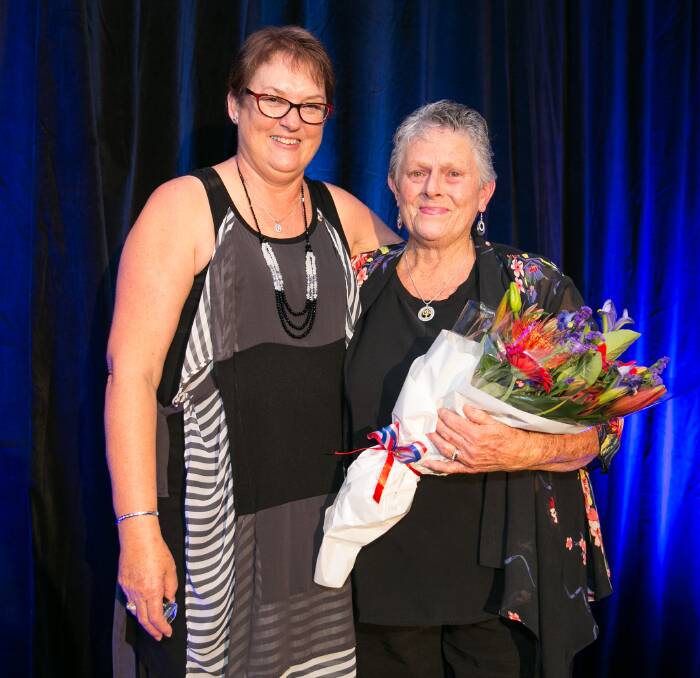 HUGE HONOUR: Anne Clark BEM Service Award  winner Beverley Thorpe with Netball NSW President Wendy Archer at the recent Netball NSW’s 2015 state dinner. Photo: NARELLE SPANGHER