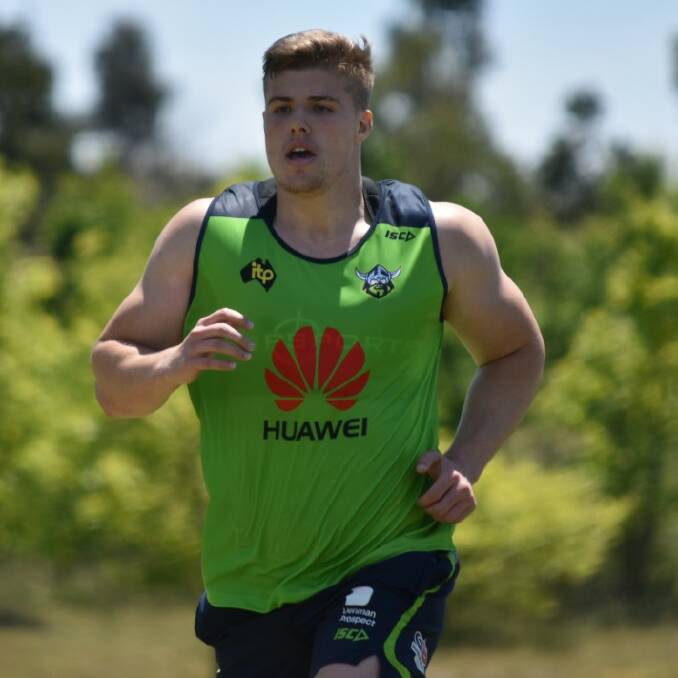 Jack Murchie training with the Canberra Raiders. Photo: RAIDERS MEDIA