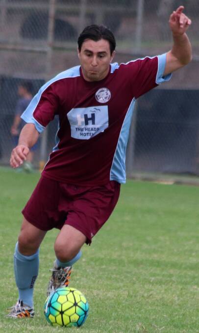 CONTROL: Shoalhaven Head's Raff Lombard was one of this team's top performers at the weekend, in their one-nil loss to Manyana. Photo: CATHY RUSSELL