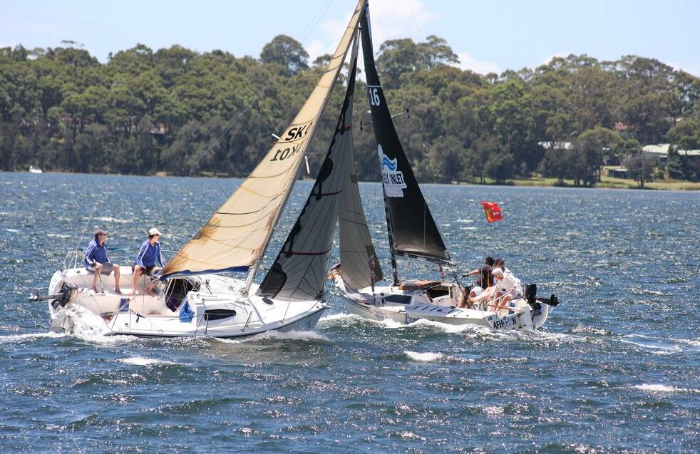 Close thing: HooRoo and Sussex Inlet RSL have a close encounter during last Saturday's SIBYC outside course race. 