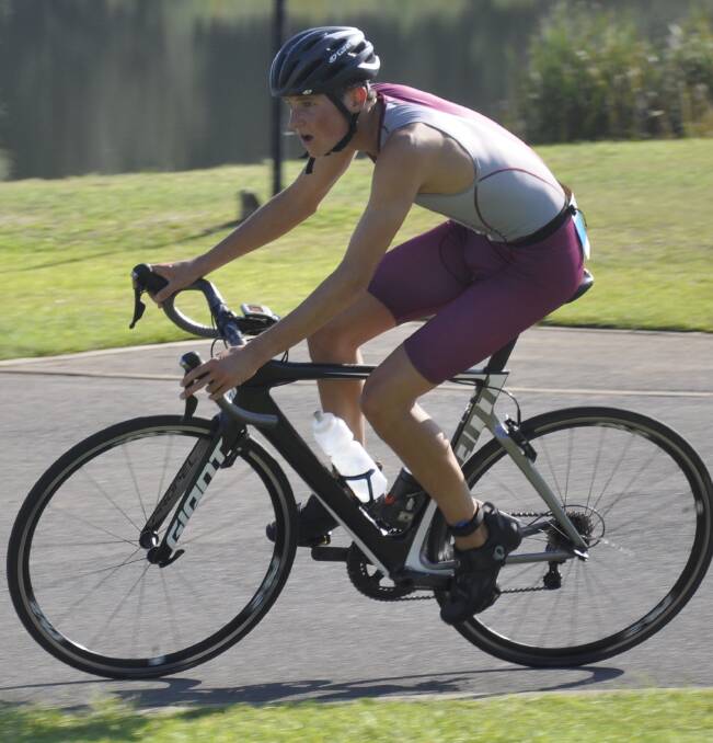 PEDAL TO THE METAL: Vincentia's Troy Whittington during the bike leg of the New South Wales All-Schools event at the Penrith Regatta Centre, which is coincidentally the same course for the upcoming Australian All-Schools.
