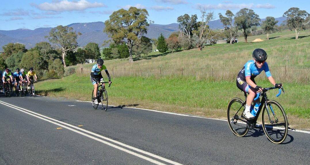 Unlucky: Jade Colligan has the field strung out on the climbs in the 2017 Canberra Women's Tour. Unfortunately a burst tyre cruelled her chances of taking out last weekend's event.