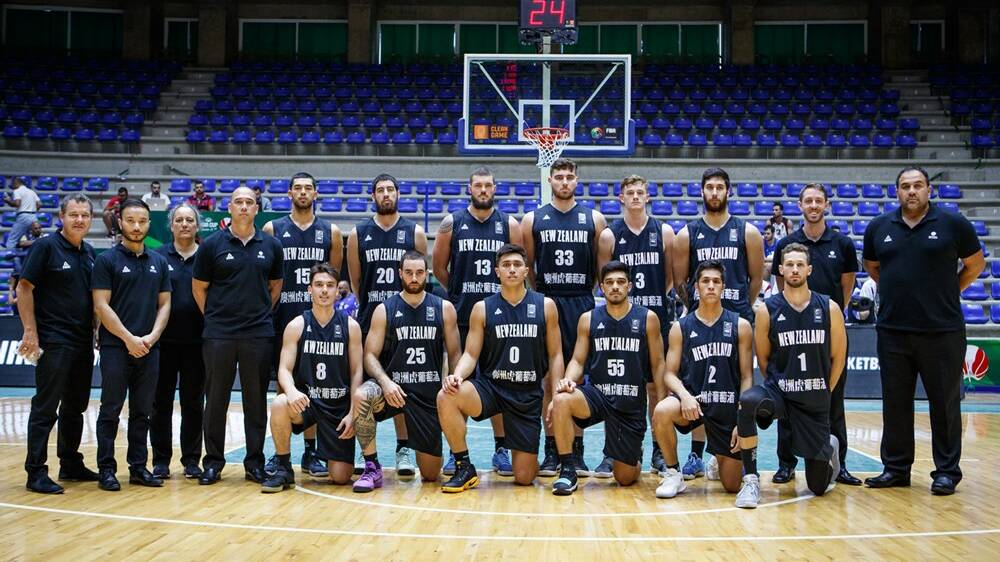 New Zealand team photo, with James Hunter in number 13. Photo: FIBA