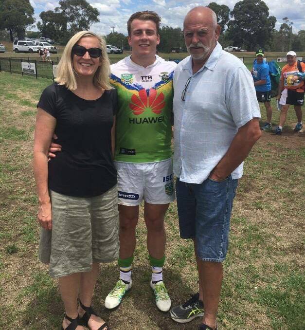 STRONG FAMILY SUPPORT: Former Nowra-Bomaderry Jet Matt Scott, with his mother Amanda and father Brad.