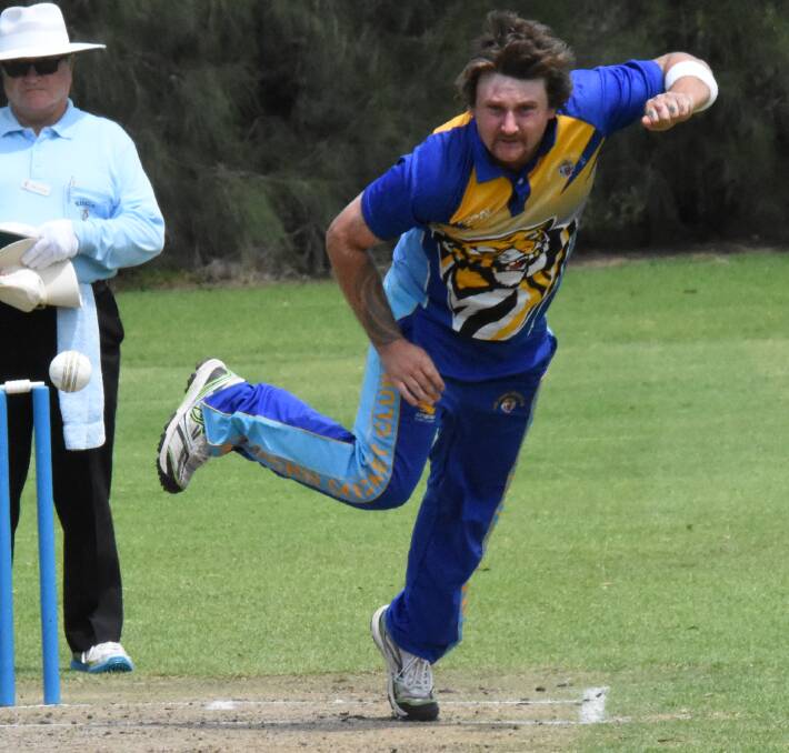 SPEED: Bomaderry's Justin Ganderton did what he could in his team's loss to Shoalhaven Ex-Servicemens, with two wickets and 51 runs - earning him tiger of the match honours. Photo: COURTNEY WARD