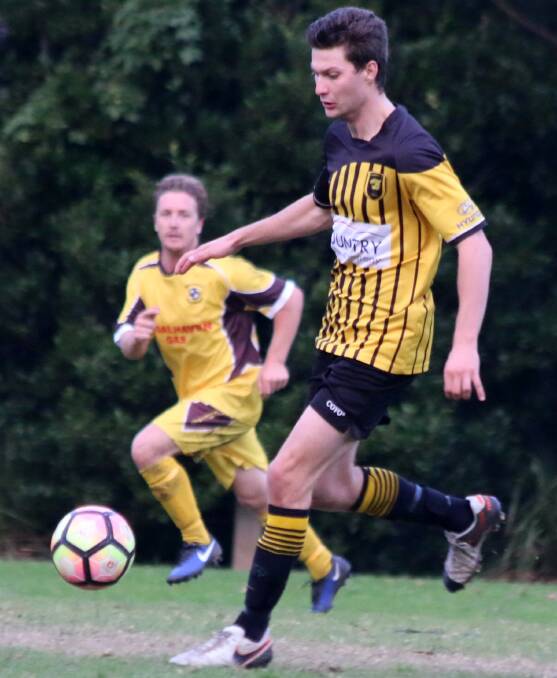 IN FORM: Bomaderry Tigers' Tom Moffatt scored a goal in his team's 4-nil win against Manyana at Bomaderry Oval at the weekend. Photo: CATHY RUSSELL