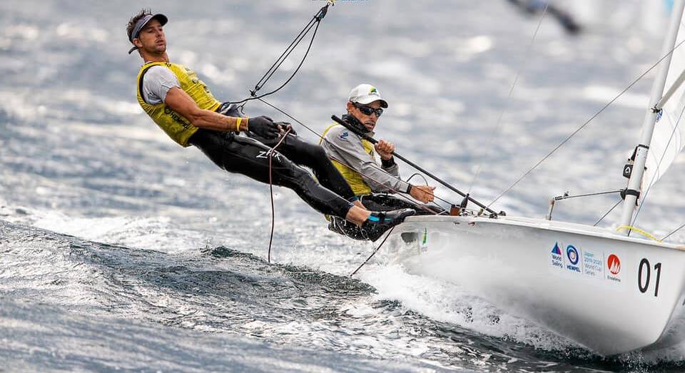Will Ryan and Mat Belcher compete at a recent event at Japan. Photo: SAILING ENERGY