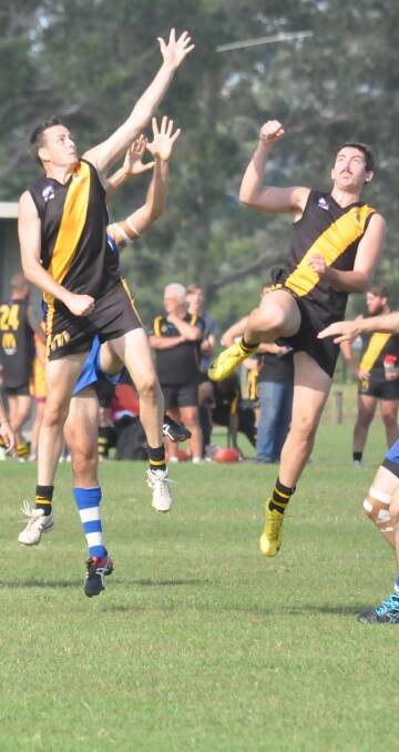 TEAM WORK: Bomaderry's Luke McCann and John Muggleton will be key for the Tigers this Saturday. Photo: DAMIAN McGILL