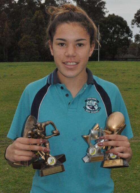 STOKED: Brenna-May Burton with her trophies. Photo: COURTNEY WARD