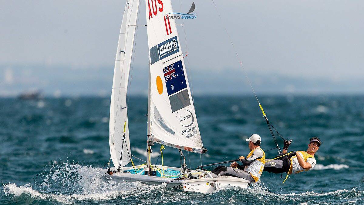 Mat Belcher and Will Ryan during the recent Olympic test event. Photo: SAILING AUSTRALIA