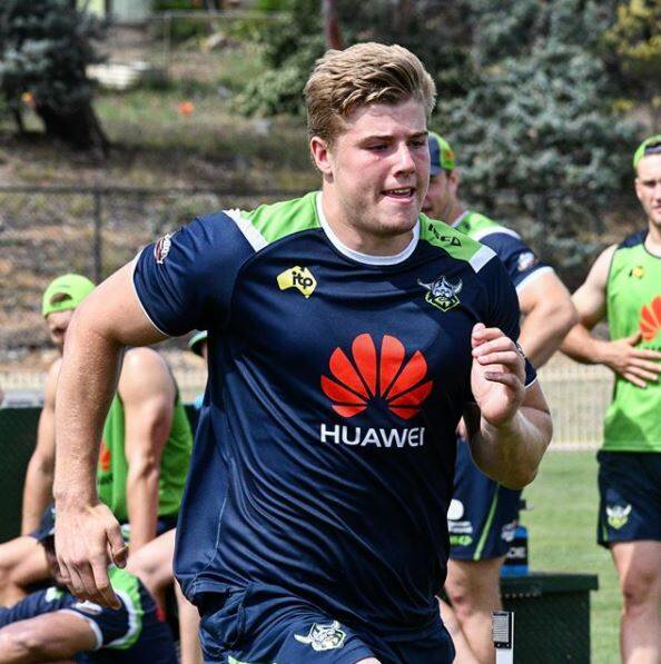 Jack Murchie trains for the Raiders. Photo: CANBERRA RAIDERS