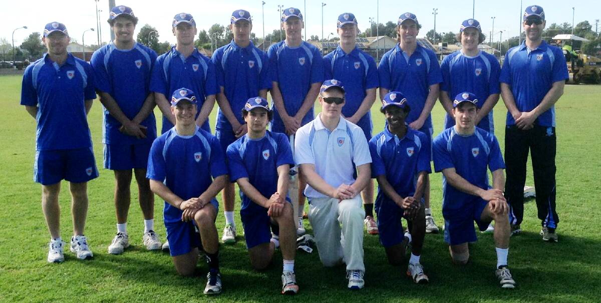 HIGH HOPES: North Nowra-Cambewarra cricketer Kaleb Phillips (back row, fourth from right) with his ACT/Southern Zone team at the 19s country colt carnival. Photo: NSW Cricket