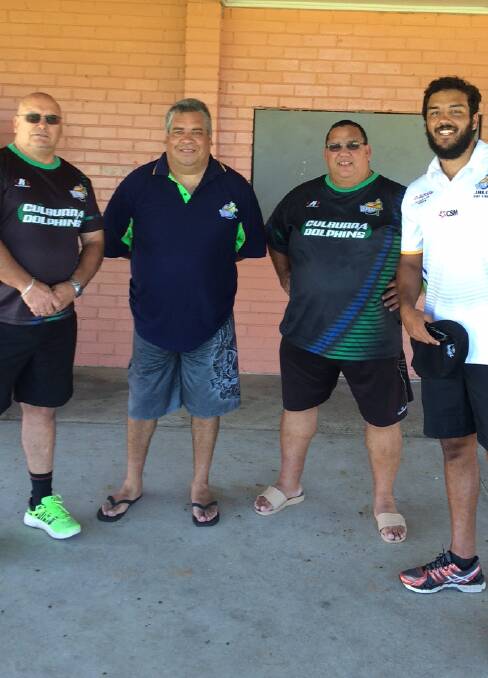 BIG YEAR AHEAD: The Culburra Dolphins staff Clarrie Gibbs (manager),  Darryll Farrell (coach), Chris Lonesborough (assistant coach) and Dylan Farrell (trainer).