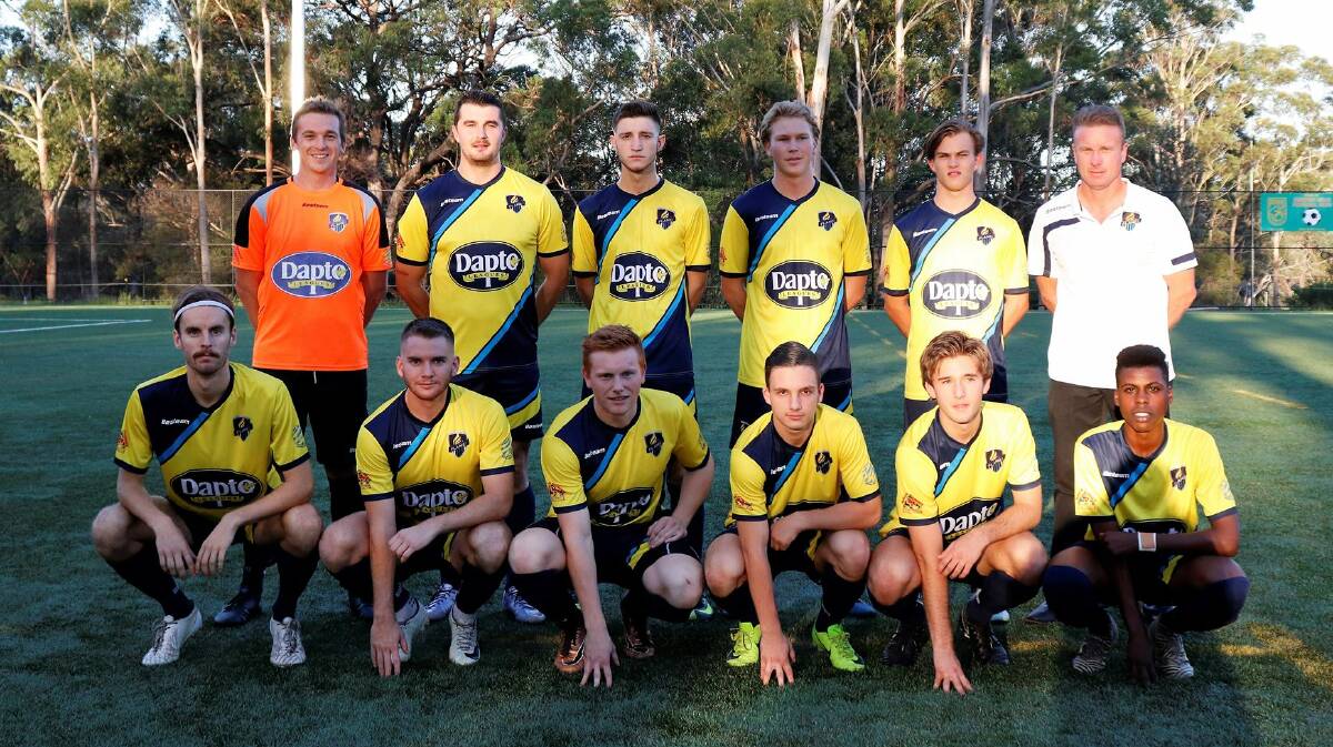 Matthew White (back left) and his South Coast Flame FC side. Photo: Dylan Arvela