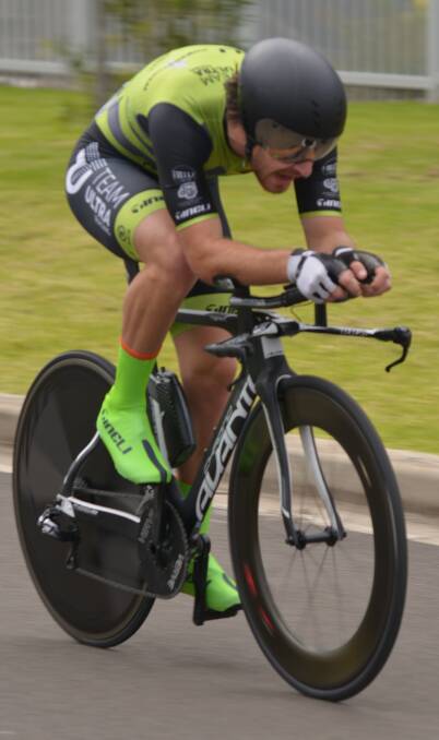 Personal best: Tristan Ward races in the Nowra Velo Club's individual time trials championships. Picture: SUPPLIED