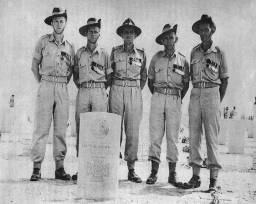 Frank Partridge VC (Australia), Ted Kenna VC (Australia), Jack Hinton VC (New Zealand), Richard Kelliher VC (Australia) and Reg Rattey VC (Australia) in the image that will be on the front of the 2020 Digger Day jerseys. Photo: Supplied 