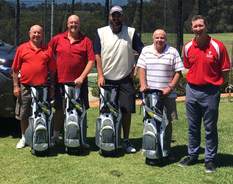 Well played: Holden Scramble winners Drago Stih, Chris Witt, Brett Bishop & Peter Thorpe pictured with Club Pro Rob Nancarrow at Worrigee Links last Sunday.