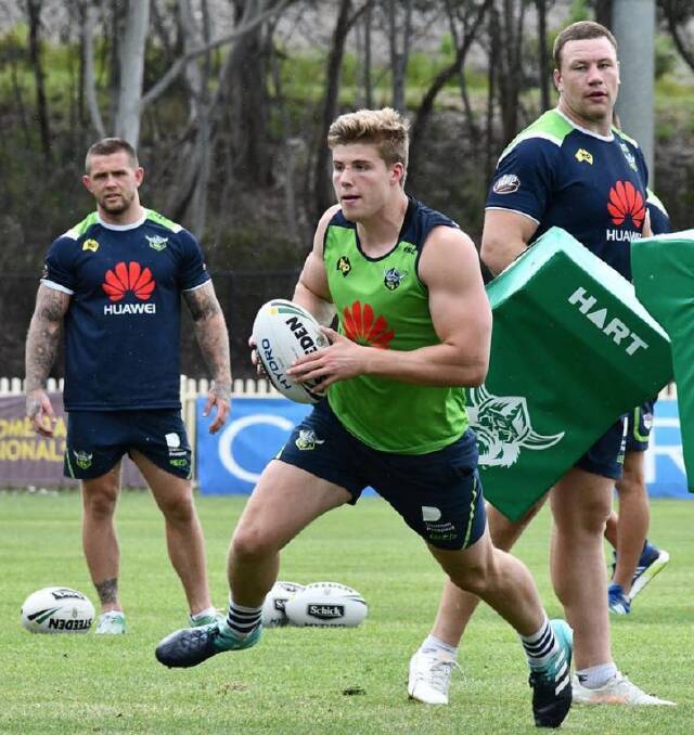 Jack Murchie training with the Raiders during the pre-season. Photo: CANBERRA RAIDERS