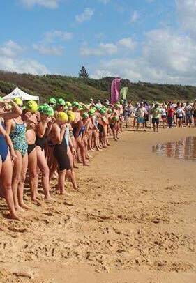Competitors line up for the start of the  2017 Tilbury Classic at Ocean St Beach.