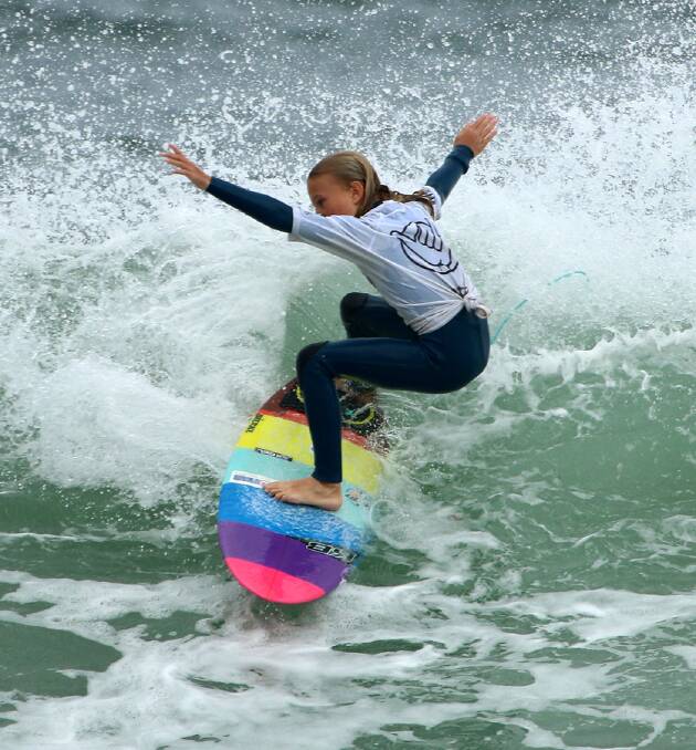 YOUNG STAR: Culburra's Keira Buckpitt. Photo: Ethan Smith (Surfing NSW)