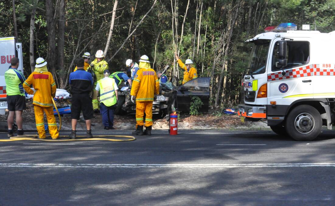 DANGER ZONE: One accident on the Princes Highway during a spate of crashes in February. M. Davis of Tomerong has called for action to make the highway safer.