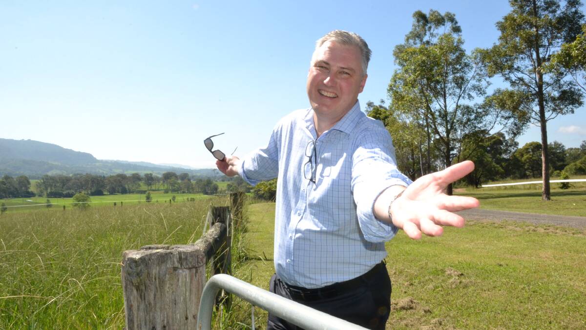 GOOD NEWS: Cr Andrew Guile at the site of the Moss Vale Road North urban land release. Photo: ROBERT CRAWFORD.  