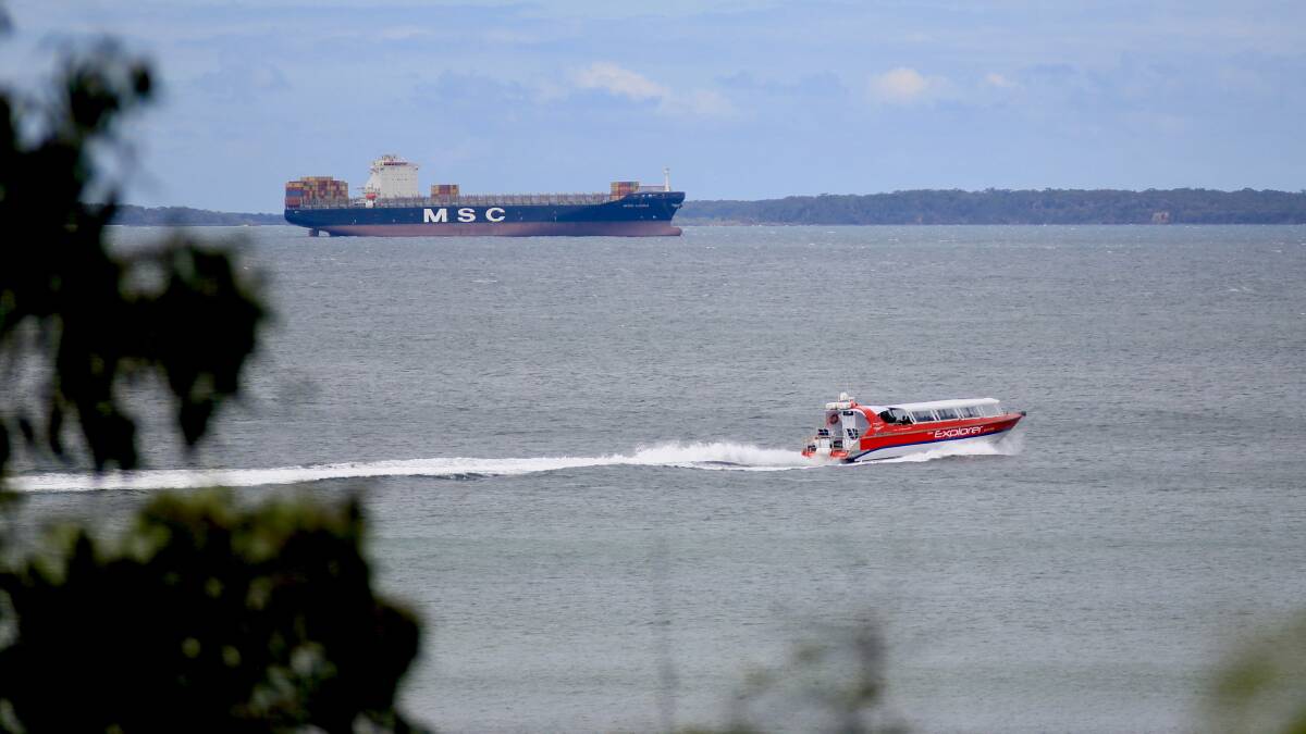 BAY WATCH: The MSC Luisa makes for a rare sight in Jervis Bay. Photo: Peter Atkins