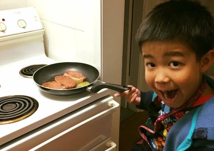 YOUNG CHEF: In a family tradition, Bee's seven-year-old son Poon began learning how to cook at age four and he loves it.