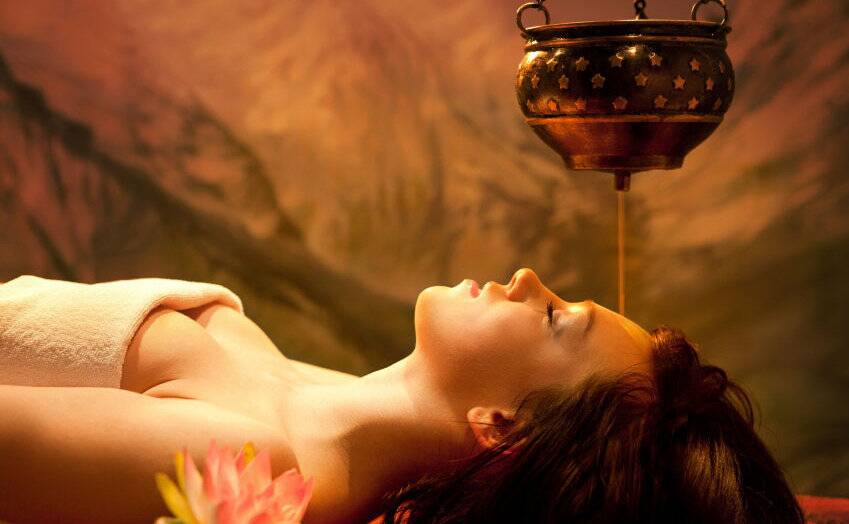 TREATMENT: Shirodhara allows the mind and body to relax and enhances a feeling of well-being, as oil is poured on the forehead in a continuous stream.