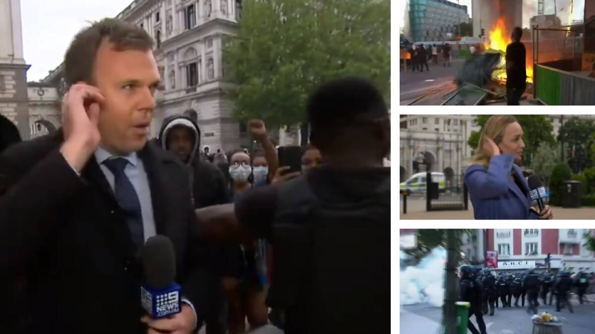 Reporters Ben Avery and Sophie Walsh in Central London. Photos: Screen grabs from Channel 9