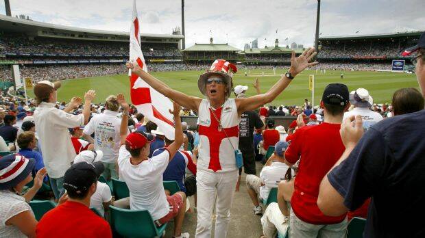 The Barmy Army celebrate the fall of a wicket at the SCG during the Ashes Series in 2007. Photo: Dallas Kilponen