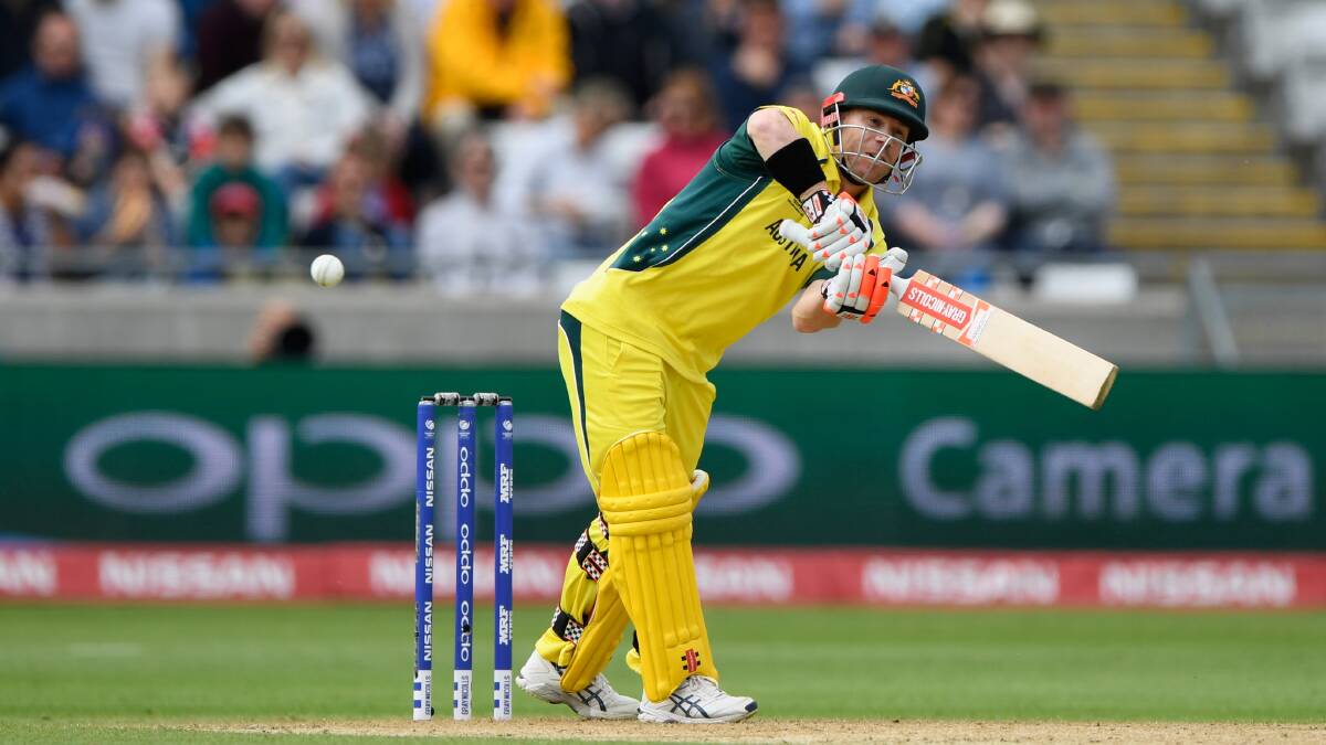 David Warner in the green and gold at the recent Champions Trophy tournament in England. Photo: Getty Images