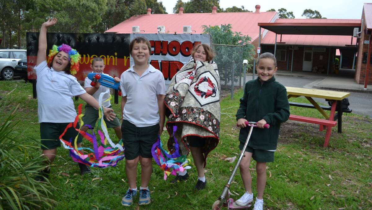 Excited: Sanctuary Point Public School students Chris Lee, Charlie Garrett, Reece Glover, Piper O'Connell and Amelia McCarthy can't wait for the school fair this October. Photo: Jessica Long.