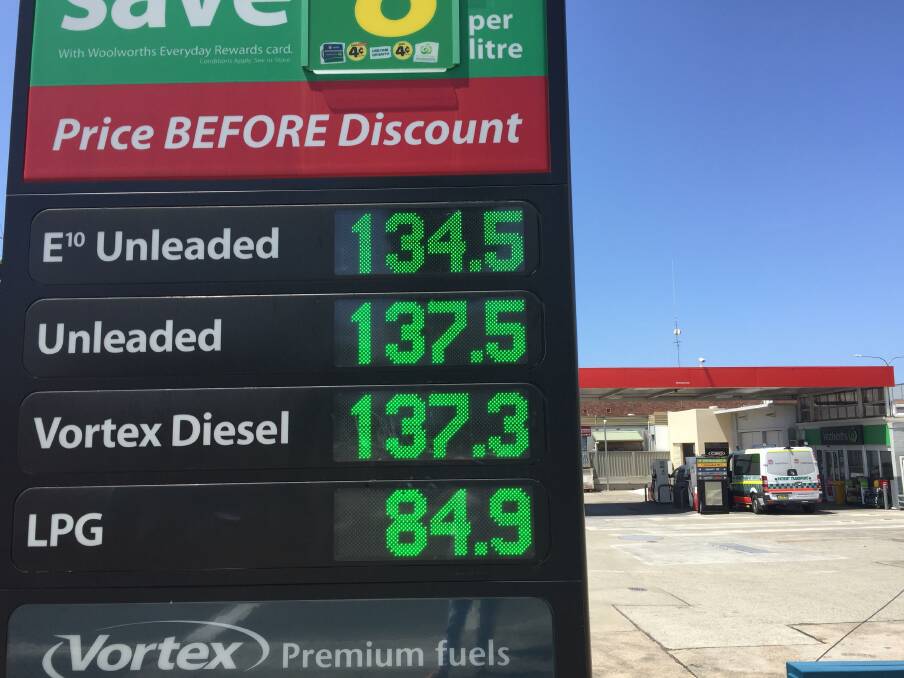 Typical price motorists will pay at the bowser in Nowra.