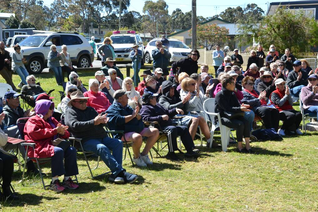 More than 200 residents attend a Land and Environment Court hearing at St Georges Basin in September. 