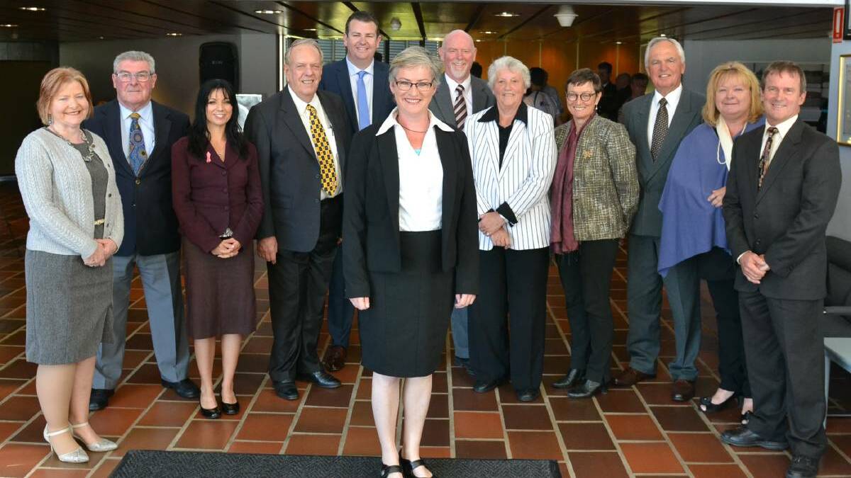 Shoalhaven mayor Amanda Findley (centre) accused of "peddling propaganda" by Cr Mitchell Pakes (behind). Picture: Robert Crawford