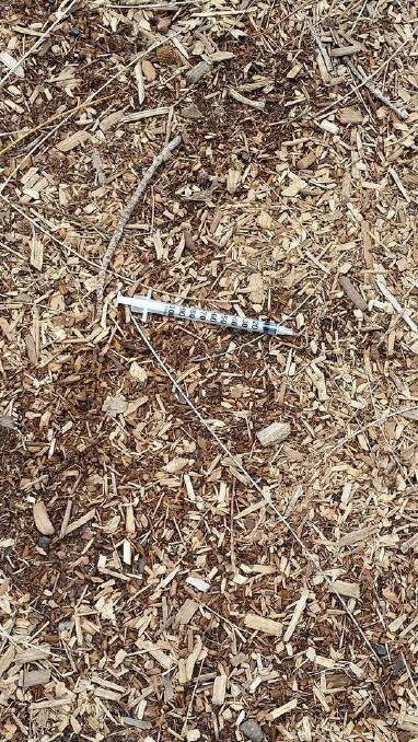 Needle discovered on the ground under a swing set in Nowra. Picture: NSW Nowra Crime and Alert Shoalhaven/South Coast