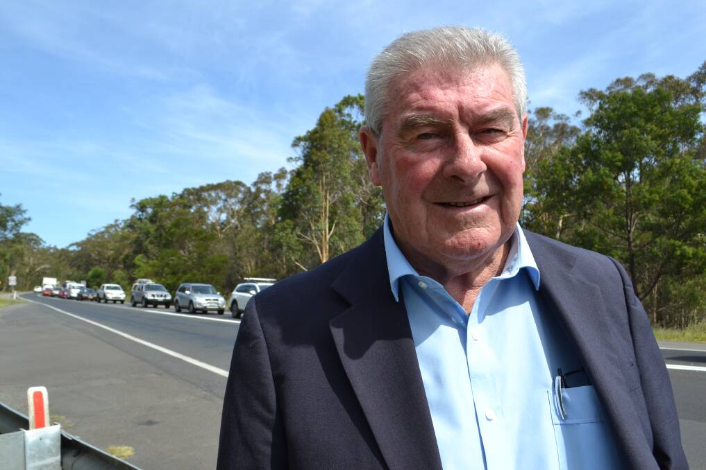 PROHIBITIVE WAIT: Shoalhaven Councillor John Wells is pushing for a flyover to be built on this Princes Highway intersection, and now the wheels are in motion. Picture: Rebecca Fist