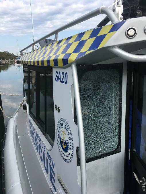 WINDOW SMASHED: Volunteers discovered the brand new boat had been damaged on the weekend. 