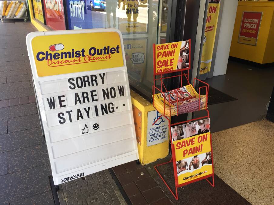 OPEN FOR BUSINESS: A good result, for now, for staff and customers at Chemist Outlet, Junction Street Nowra. Picture: Rebecca Fist