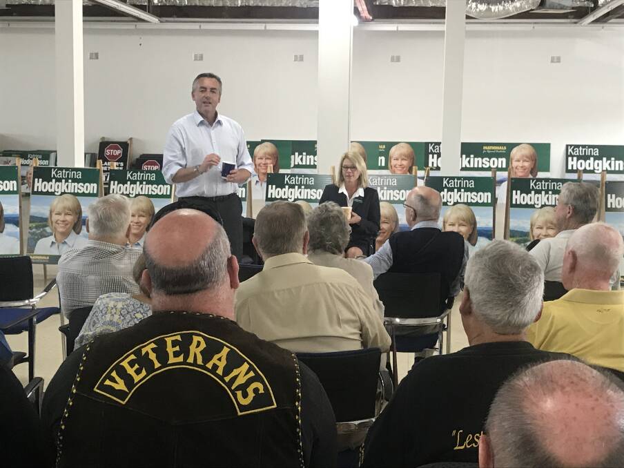Minister Darren Chester at a Veterans' forum in Nowra with Nationals MP Katrina Hodgkinson. 