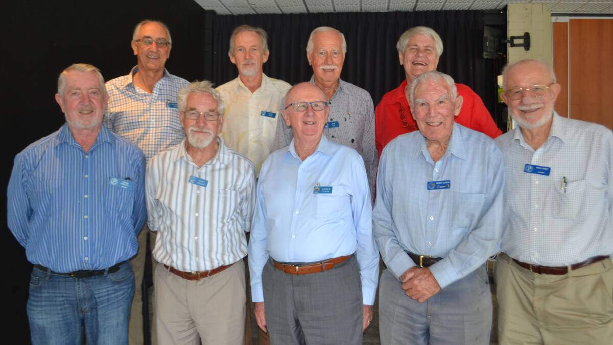 INCOMING: Berry Probus Club committee members Peter Knevitt, Geoff Chalmers, president George Windsor, Denny Lynch, Max Crisp, (back) Russell Field, Paul Kirk, Rob Hall and Joyce Kenny at the annual changeover luncheon at Nowra Golf Club on Tuesday. Picture: Rebecca Fist