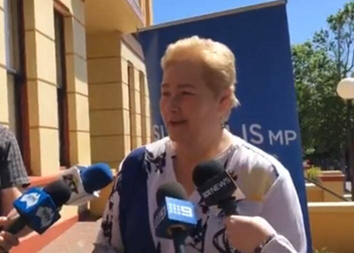 Ann Sudmalis confronting a media pack on Friday