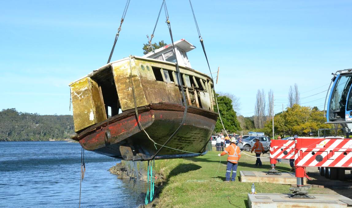 After sitting for six months on the bottom of the Shoalhaven River the Christine J has finally been removed.

